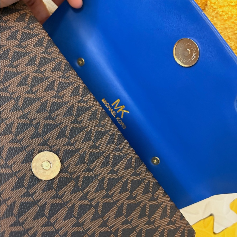 MK Royal Blue and Brown Satchel - Picture 6 of 9